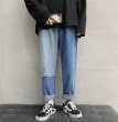 画像6: Unisex contrast stitching jeans drawstring loose harem Pants   ユニセックス 男女兼用カラーコントラストステッチルーズ デニムパンツ (6)