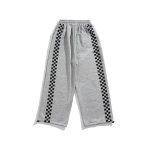 画像2: Unisex  side checkered loose wide-leg pants Sweatpants Jogger Pants   ユニセックス 男女兼用サイドチェック柄 スウェットパンツ ジョガーパンツ (2)