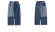 画像4: Unisex contrast stitching jeans drawstring loose harem Pants   ユニセックス 男女兼用カラーコントラストステッチルーズ デニムパンツ (4)