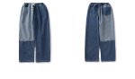 画像4: Unisex contrast stitching jeans drawstring loose harem Pants   ユニセックス 男女兼用カラーコントラストステッチルーズ デニムパンツ (4)