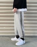 画像6: Unisex  side checkered loose wide-leg pants Sweatpants Jogger Pants   ユニセックス 男女兼用サイドチェック柄 スウェットパンツ ジョガーパンツ (6)