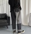 画像8: Unisex contrast stitching jeans drawstring loose harem Pants   ユニセックス 男女兼用カラーコントラストステッチルーズ デニムパンツ (8)