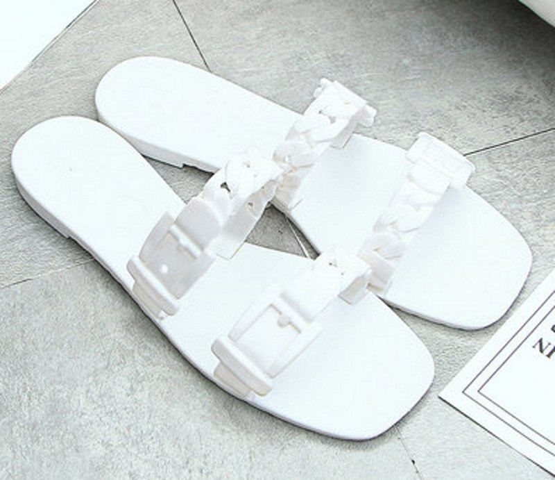 画像3: chain square toe flat sandals slippers shoes 　チェーンスクエアトゥ フラットサンダル　スリッパ (3)