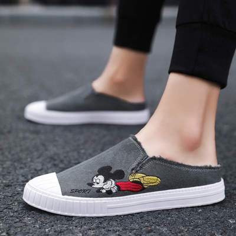 画像3: Men's Unisex Mickey mouse embroidered half sneakers shoes     ミッキーマウス ミッキー刺繍ハーフスニーカー (3)