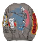 画像2: Unisex Men's paragraph graffiti hand-painted bird  sweater  pullover jacket ユニセックス 男女兼用 バードペイントスウェット トレーナー　 (2)