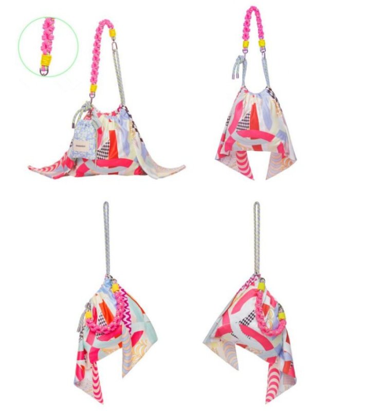 画像2:  Scarf motif rope tote shoulder 2WAY bag  スカーフモチーフロープ ショルダー トートエコバック (2)