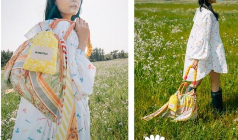 画像8:  Scarf motif rope tote shoulder 2WAY bag  スカーフモチーフロープ ショルダー トートエコバック (8)