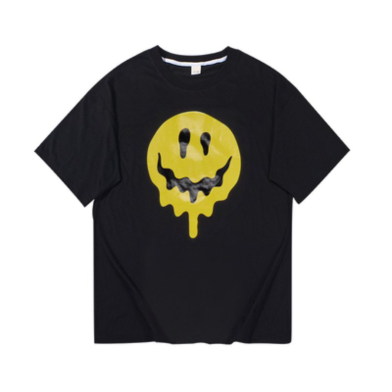 画像2: Unisex Smile drip peace large fit print cotton-jersey T-shirt ドロップ スマイリー スマイル ニコちゃん &ハート コットンTシャツ (2)