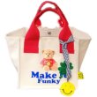 画像1: Mini canvas eco bag lunch box handbagTote Bag  キャンバス ベア 熊＆スマイルエコ トート ハンドバッグ (1)