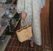 画像3: raffia hand-woven  Embroidered flower basket tote shoulder bag　 フラワー刺繍ラフィア編みかご 籠ショルダー トートバック (3)