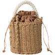 画像2: Pearl handle bucket basket  bag one-shoulder tote shoulder bag  パールハンドルバケットかご 籠 巾着付きトートショルダーバック (2)