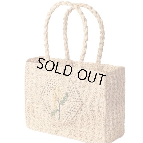 画像1: raffia hand-woven  Embroidered flower basket tote shoulder bag　 フラワー刺繍ラフィア編みかご 籠ショルダー トートバック (1)