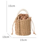 画像12: Pearl handle bucket basket  bag one-shoulder tote shoulder bag  パールハンドルバケットかご 籠 巾着付きトートショルダーバック (12)