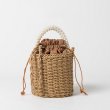 画像7: Pearl handle bucket basket  bag one-shoulder tote shoulder bag  パールハンドルバケットかご 籠 巾着付きトートショルダーバック (7)