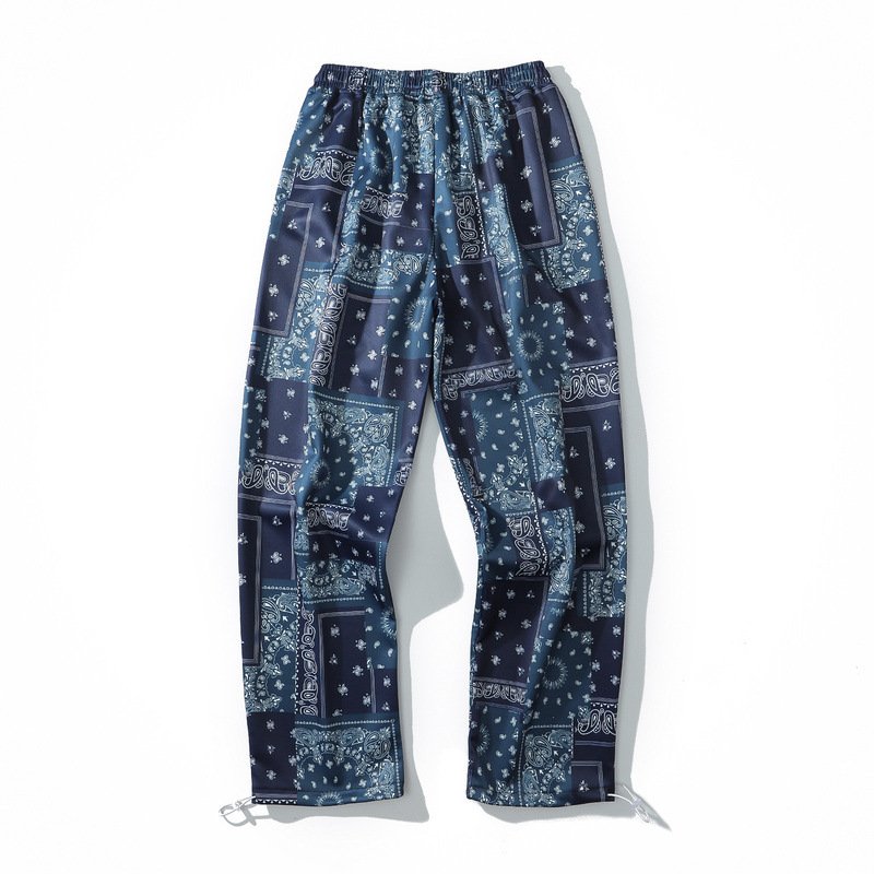 画像6: flower paisley  full-print straight wide-leg pants    ユニセックスペイズリー柄ジョガーパンツ ストレートパンツ (6)