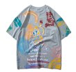 画像2:  Unisex Sponge Bob Graphic Paint Oversized T-shirt　  男女兼用 ユニセックス スポンジボブグラフィックペイントオーバーサイズ半袖Tシャツ (2)
