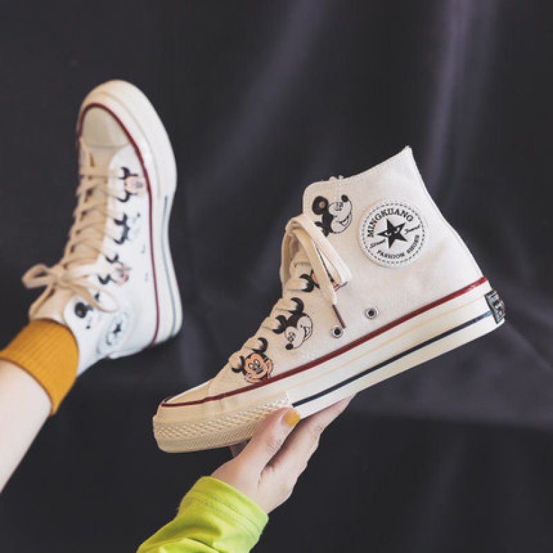 画像7: Unisex lace-upMickey canvas High cut & low cut sneakers　男女兼用レースアップ ミッキー ミッキーマウス ローカット＆ハイカットキャンバススニーカー  (7)