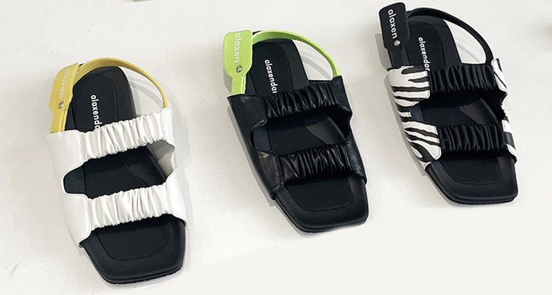 画像6: Women flat  leather soft sole sandals slippers ギャザーレザーフラットバックストラップサンダル スリッパ (6)