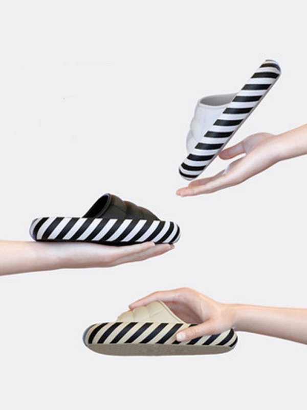 画像5: Unisex Diagonal stripes flip flops soft bottom sandals slippers   ユニセックス男女兼用  プラットフォームストライプ模様 フリップフロップ  シャワー ビーチ サンダル  (5)
