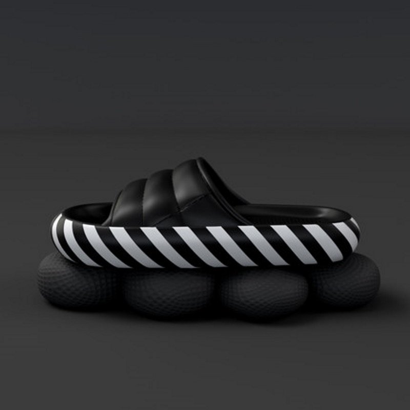 画像2: Unisex Diagonal stripes flip flops soft bottom sandals slippers   ユニセックス男女兼用  プラットフォームストライプ模様 フリップフロップ  シャワー ビーチ サンダル  (2)