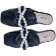 画像3: Women flat Gathered leather & pearl half sandals Mule slippers　ギャザーレザー&パール付きフラットハーフスリッパ サンダル パンプス ミュール (3)