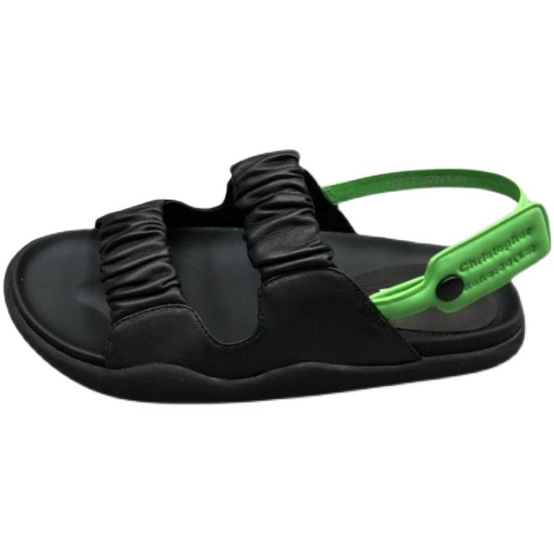 画像7: Women flat  leather soft sole sandals slippers ギャザーレザーフラットバックストラップサンダル スリッパ (7)