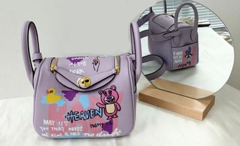 画像7: Woman cartoon graffiti Lindy bag pillow bag portable messenger bag  グラフィックペイントミニトートショルダー２WAYバッグ (7)