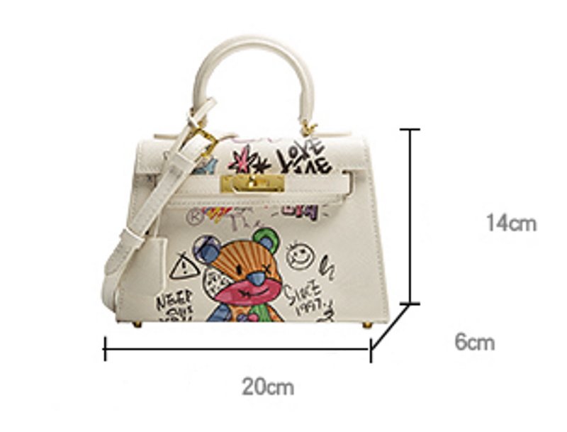 画像2: Woman  hand-painted graffiti portable tote messenger bag  グラフィックペイントレザートートショルダー２WAYバッグ (2)