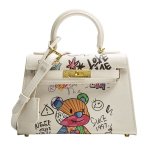 画像1: Woman  hand-painted graffiti portable tote messenger bag  グラフィックペイントレザートートショルダー２WAYバッグ (1)