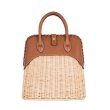 画像1: Woman Straw Picnic Basket ピクニックバスケット 籠 かごバック 手提げ ショルダーバッグ 籐バッグ カゴバッグ ナチュラル (1)