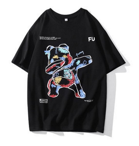 画像1:  Unisex Dancing Bear Oversized T-shirt　  男女兼用 ユニセックス ペインティングダンシングベアオーバーサイズTシャツ (1)