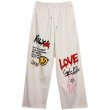 画像1:  Unisex hip-hop graffiti overalls mopping wide-leg pants  ユニセックス 男女兼用ヒップホップグラフィティワイドパンツ (1)