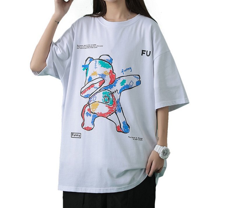 画像4:  Unisex Dancing Bear Oversized T-shirt   男女兼用 ユニセックス ペインティングダンシングベアオーバーサイズTシャツ (4)
