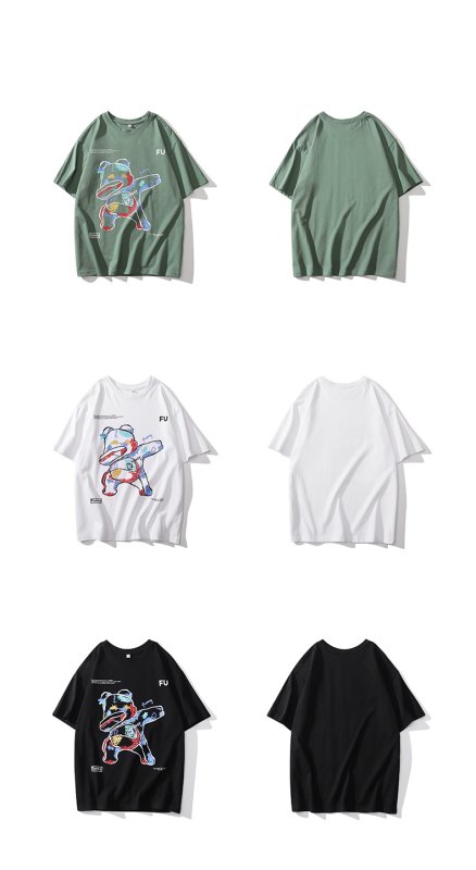 画像5:  Unisex Dancing Bear Oversized T-shirt   男女兼用 ユニセックス ペインティングダンシングベアオーバーサイズTシャツ (5)