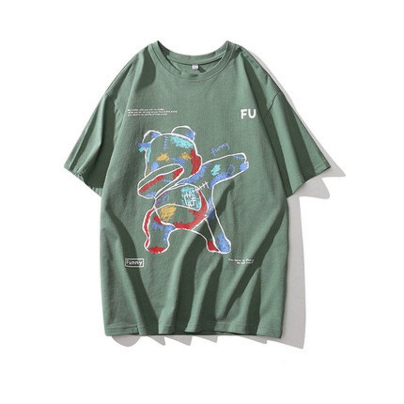 画像2:  Unisex Dancing Bear Oversized T-shirt   男女兼用 ユニセックス ペインティングダンシングベアオーバーサイズTシャツ (2)