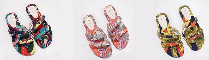 画像5: Women Scarf pattern fashion flat flip flops sandals    スカーフ柄フラットサンダル パンプス スリッパ ミュール (5)