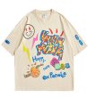 画像4:  Unisex smiley graffiti short-sleeved T-shirt　  男女兼用 ユニセックススマーリー ペインティングTシャツ (4)