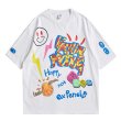 画像2:  Unisex smiley graffiti short-sleeved T-shirt　  男女兼用 ユニセックススマーリー ペインティングTシャツ (2)