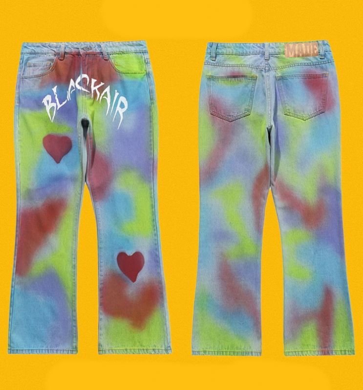 画像2: ]AWE GOD Graffiti Handpaint Denim Pants Jeans グラフィティ ハンドペイント カスタム デニムパンツ ジーンズ (2)