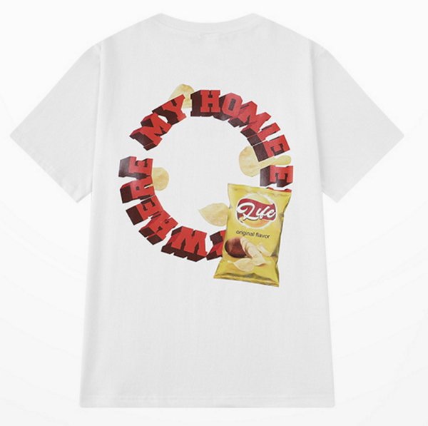 画像1: Unisex Hip Hop & Potato Chip T-shirt  男女兼用 ユニセックス ヒップホップ＆ポテトチッププリント半袖Tシャツ (1)