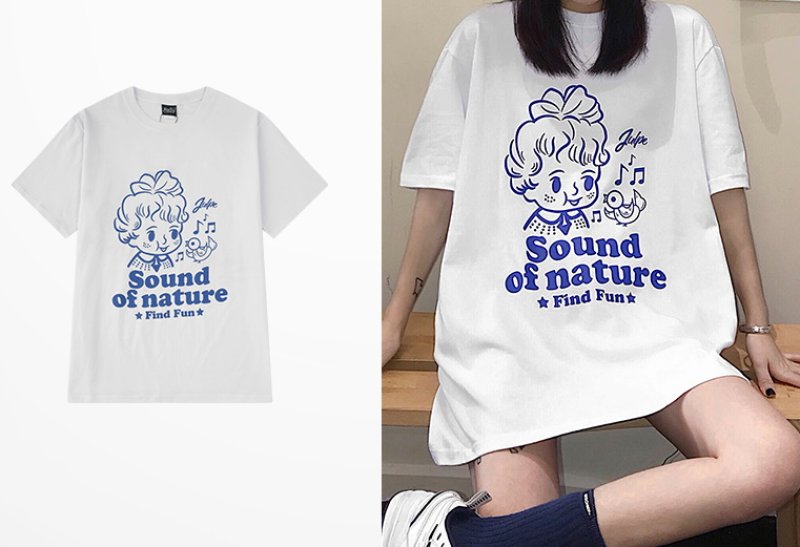 画像5:  Unisex sound of nature logo & girl t-shirt  男女兼用 ユニセックス sound of nature  ロゴ&ガールTシャツTシャツ半袖Tシャツ (5)