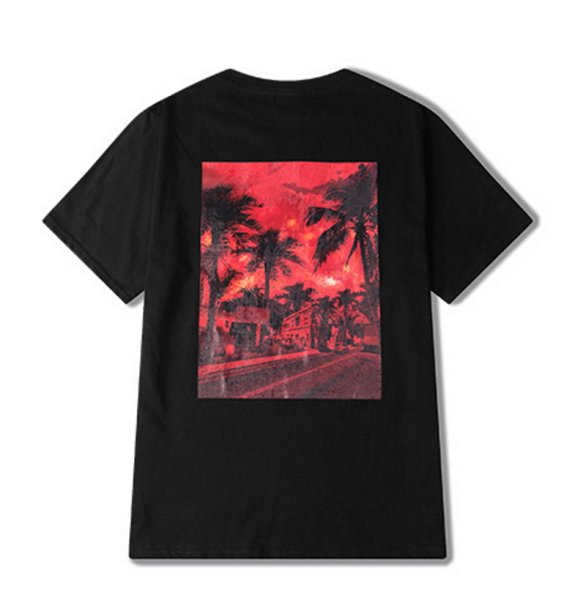 画像1:  Unisex Palm Tree LA Back Photo Print t-shirt  男女兼用 ユニセックス パームツリーLAフォトバックプリント半袖Tシャツ (1)