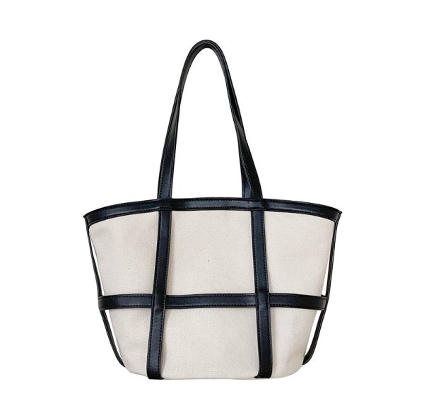 画像1: Woman  portable canvas handbag tote Eco bag   キャンバス＆レザートートショルダー２WAYバッグ エコバック (1)