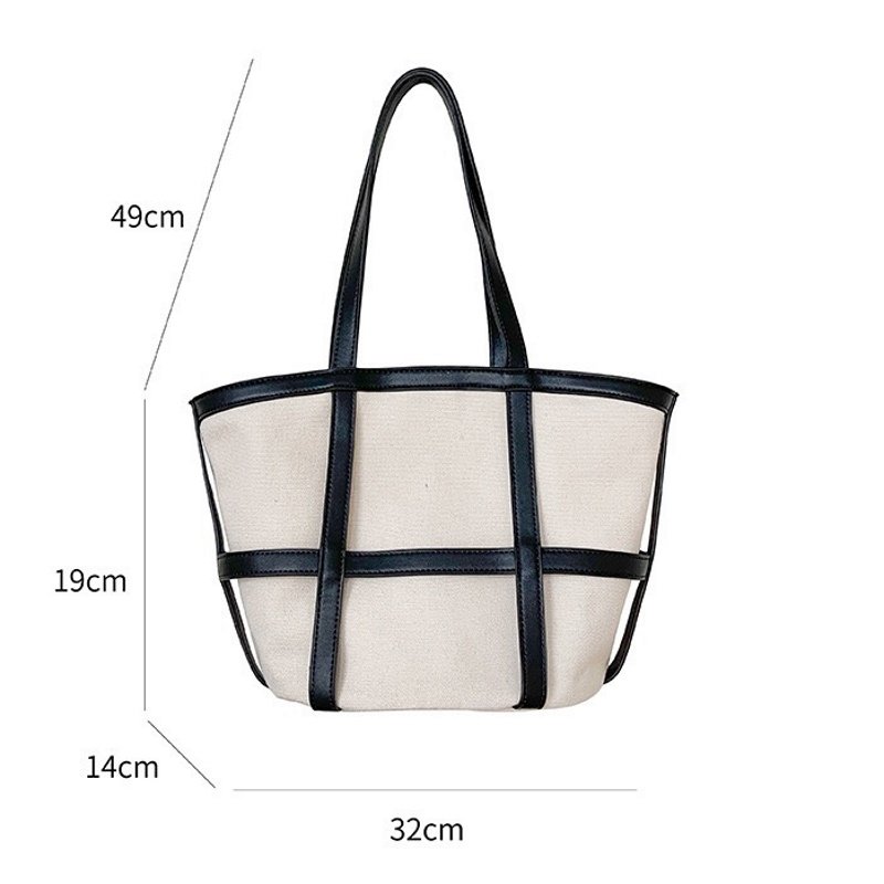 画像11: Woman  portable canvas handbag tote Eco bag   キャンバス&レザートートショルダー2WAYバッグ エコバック (11)