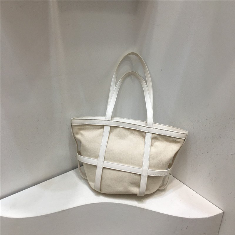 画像3: Woman  portable canvas handbag tote Eco bag   キャンバス&レザートートショルダー2WAYバッグ エコバック (3)