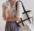 画像5: Woman  portable canvas handbag tote Eco bag   キャンバス＆レザートートショルダー２WAYバッグ エコバック (5)