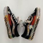画像6:  unisex hand-painted lace-up canvas sneakers　男女兼用ユニセックスキャンバス落書き楓ペイントレースアップ スニーカー (6)