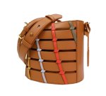 画像2: Woman contrast color bucket bag shoulder messenger bag　レザーバケットショルダーバッグ (2)
