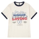 画像1: Unisex California & Bear Logo Piping T-shirt   男女兼用 ユニセックス カリフォルニア＆ベアロゴパイピング半袖Tシャツ (1)