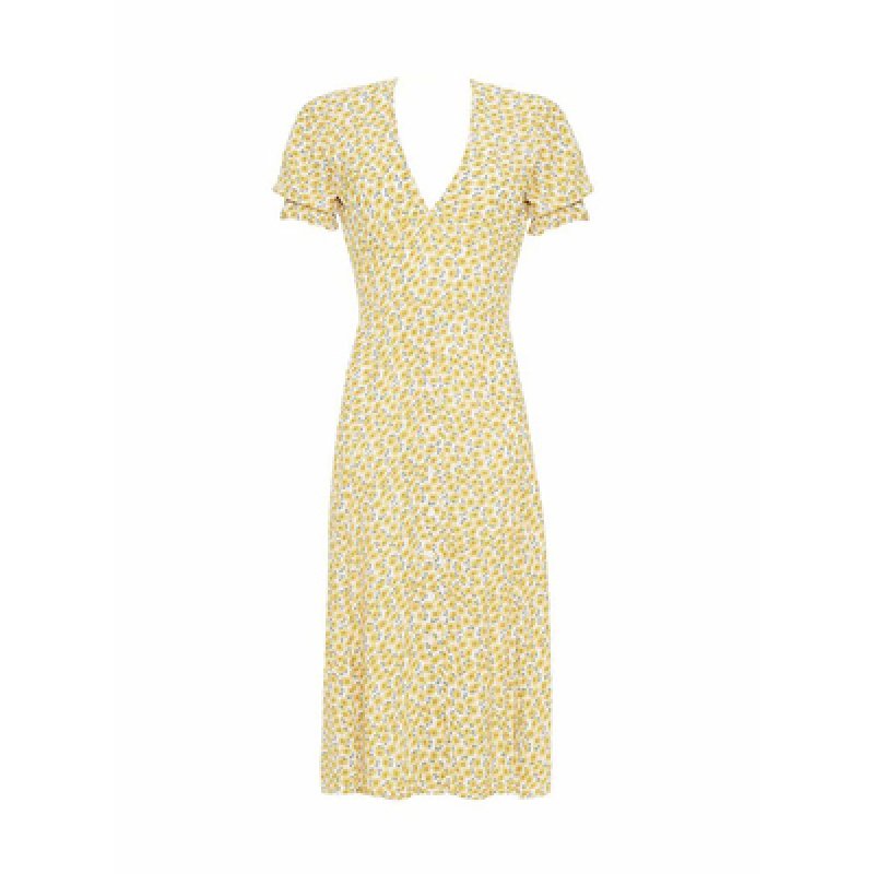 画像3: 21 Marguerite Floral Yellow Ari Midi Dress マーガレット 小花柄 フローラル ミディ丈 ひざ丈 ワンピース ドレス  (3)
